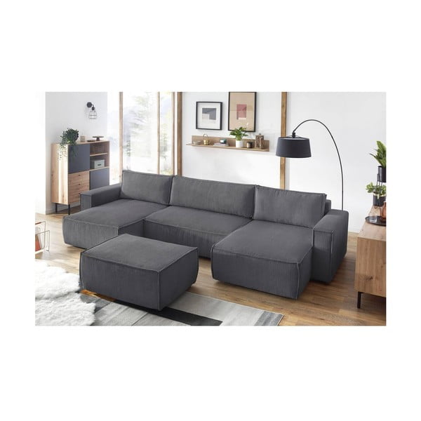 Ciemnoszary sztruksowy puf Nihad – Bobochic Paris-image-1