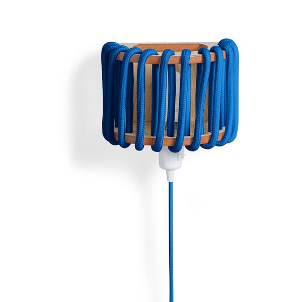 Niebieski kinkiet z drewnianą konstrukcją EMKO Macaron, dł. 20 cm-image-1