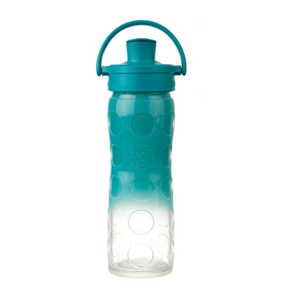 Szklana butelka na wodę w silikonowym rękawie Lifefactory Ultramarine Ombre Activ Premium, 475 ml