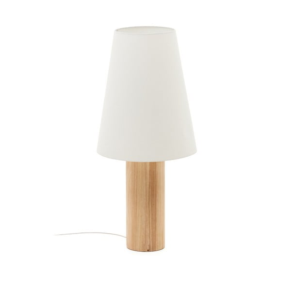 Biało-naturalna lampa stojąca z tekstylnym kloszem (wys. 110 cm) Marga – Kave Home