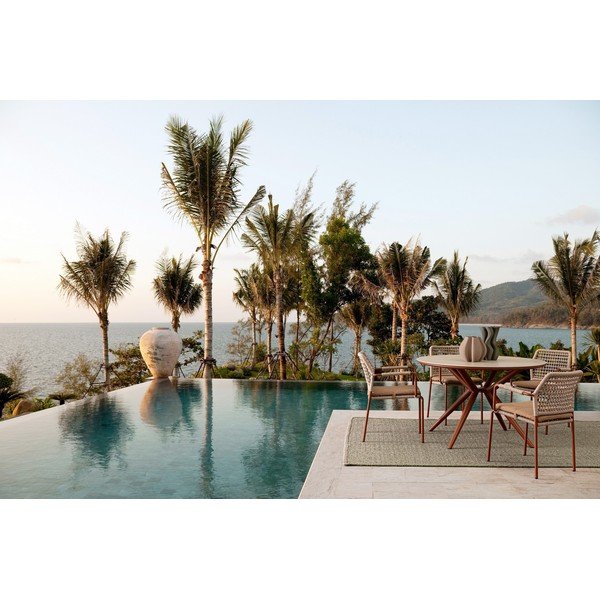 Okrągły stół ogrodowy z kamiennym blatem ø 120 cm Cabas – Bizzotto-image-1