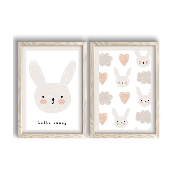 Obrazki dziecięce zestaw 2 szt. 53x78 cm Hello Bunny – Wallity