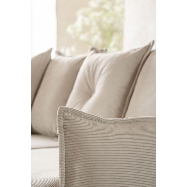 Beżowy sztruksowy rozkładany narożnik (lewostronny/w kształcie litery U) Lazy Lukka – Miuform-image-1