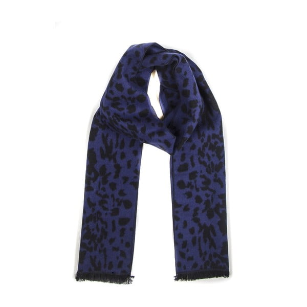 Niebieski jedwabny szalik Silk and Cashmere Leopard