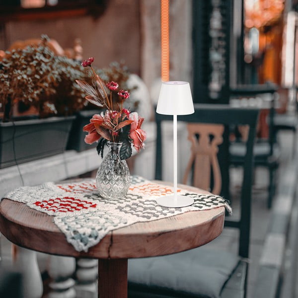 Biała lampa stołowa LED z metalowym kloszem (wysokość 36,5 cm) Viletto – Fischer & Honsel-image-2