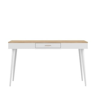 Białe biurko z blatem w dekorze dębu 134x59 cm – TemaHome 