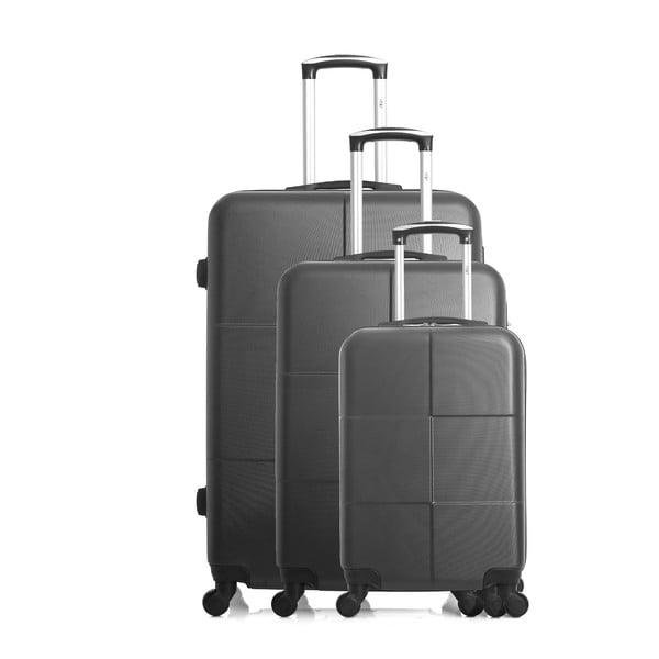 Komplet 3 ciemnoszarych walizek podróżnych na kółkach Hero Coronado