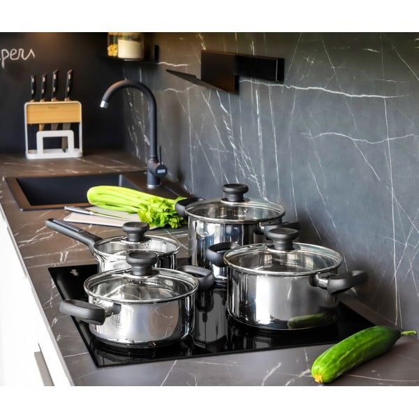 Garnki ze stali nierdzewnej odpowiednie na indukcję zestaw 4 szt. 4 l Brava – Tescoma-image-1