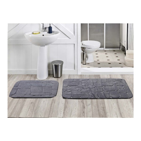 Zestaw 2 dywaników łazienkowych Dekoreko Gri, 50x60 cm + 60x100 cm