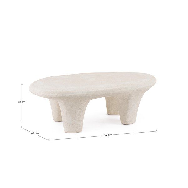 Kremowy stolik z żywicy polimerowej 62x102 cm Albin – Bizzotto-image-3