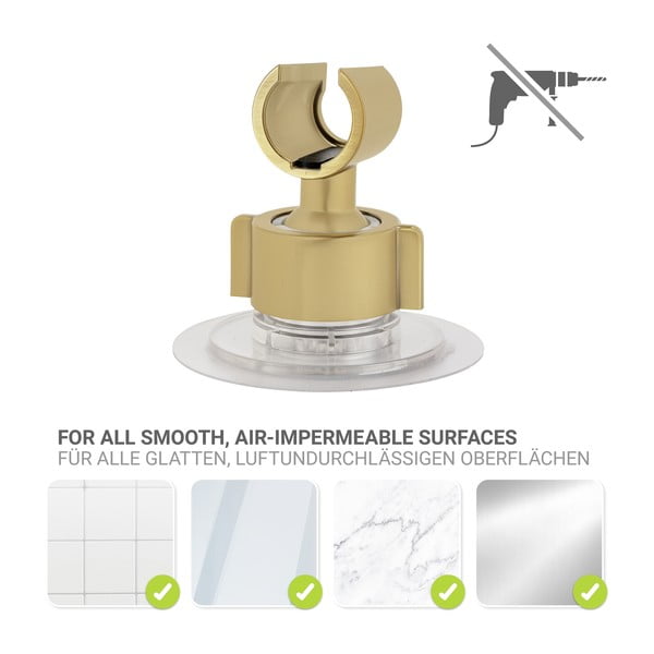 Plastikowy uchwyt na słuchawkę prysznicową w kolorze złota bez wiercenia Libertà – Wenko-image-3