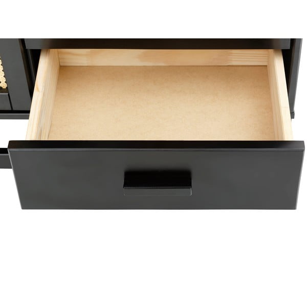 Czarna komoda z drewna sosnowego z rattanowymi drzwiczkami Støraa Jolene, szer. 90 cm-image-4