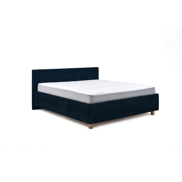 Granatowe dwuosobowe łóżko ze schowkiem DlaSpania Leda, 180x200 cm
