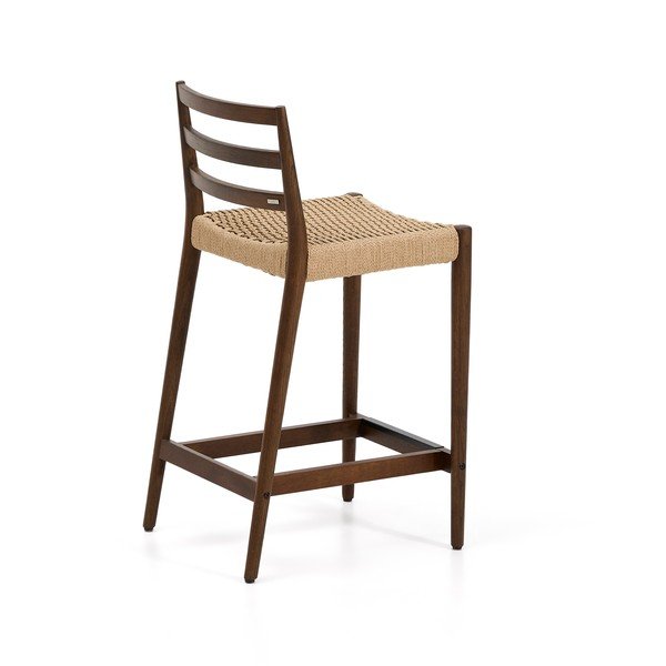 Brązowo-naturalny hoker z litego drewna dębowego (wysokość siedziska 65 cm) Analy – Kave Home-image-4