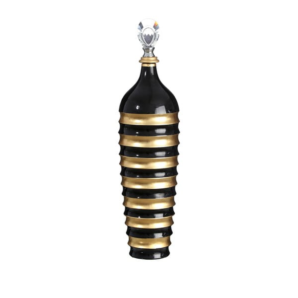 Czarno-złota dekoracyjna butelka ceramiczna Ixia Ilona, duża