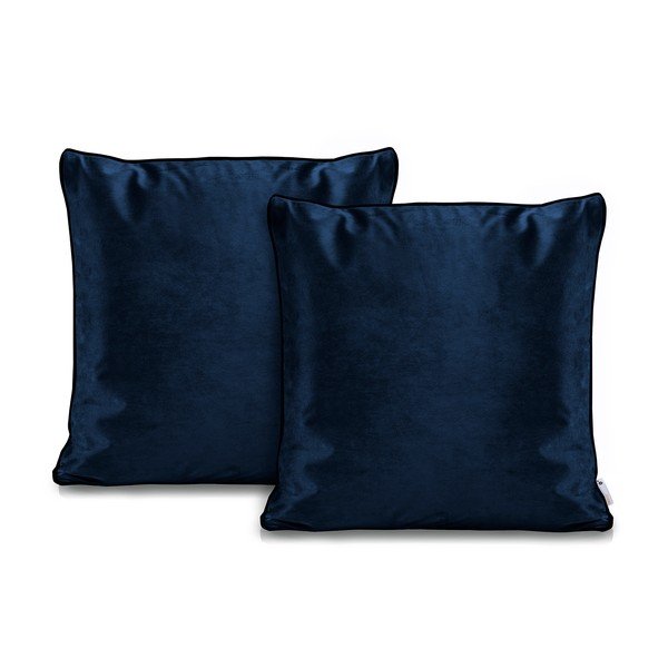 Zestaw 2 ciemnoniebieskich poszewek na poduszki DecoKing Rimavelvet Dark Blue, 45x45 cm-image-1