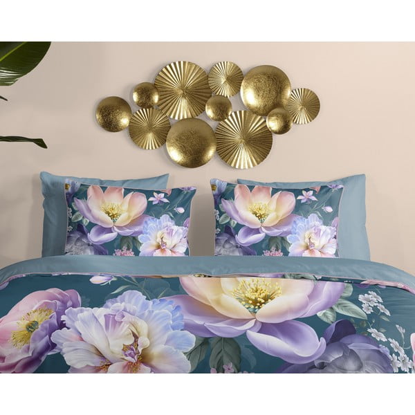 Niebieska pościel jednoosobowa z satyny bawełnianej 140x220 cm Mirery – Descanso-image-2