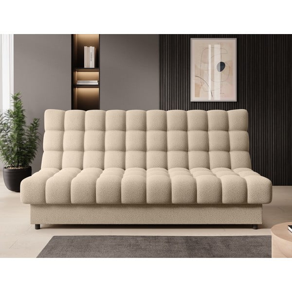 Beżowa rozkładana/ze schowkiem sofa z materiału bouclé 197 cm Clareta – ELTAP-image-1