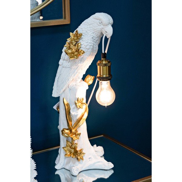 Lampa stołowa w biało-złotym kolorze (wysokość 50,5 cm) Parrot – Mauro Ferretti-image-1