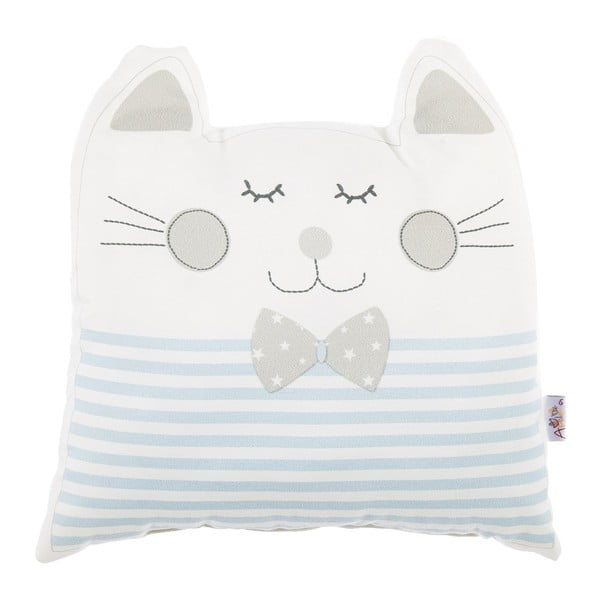 Niebieska poduszka dziecięca z domieszką bawełny Mike & Co. NEW YORK Pillow Toy Big Cat, 29x29 cm