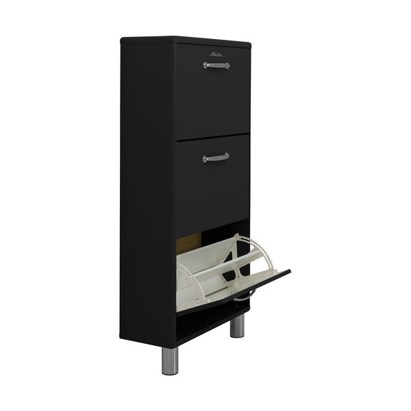 Czarna szafka na buty z uchylnymi drzwiczkami Malibu – Tenzo-image-2