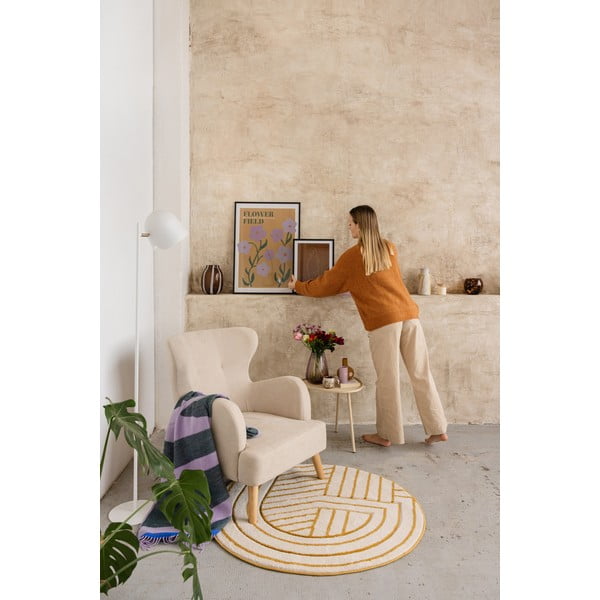 Biało-żółty dywan Nattiot Luisa, ø 110 cm-image-2