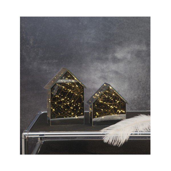 Szklana dekoracja LED Best Season Mirror House, wysokość 20 cm-image-2