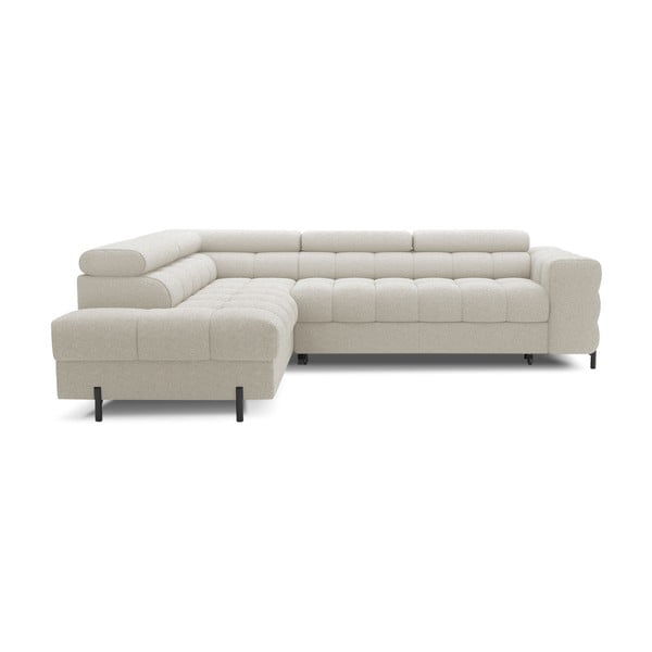 Kremowy rozkładany/ze schowkiem narożnik z materiału bouclé (lewostronny/w kształcie litery L) Ferucce – ELTAP-image-2