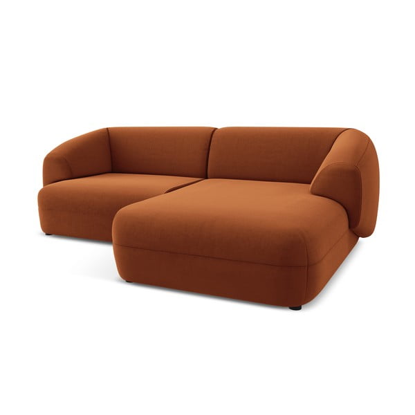 Pomarańczowy aksamitny narożnik (prawostronny) Moana – Makamii-image-3