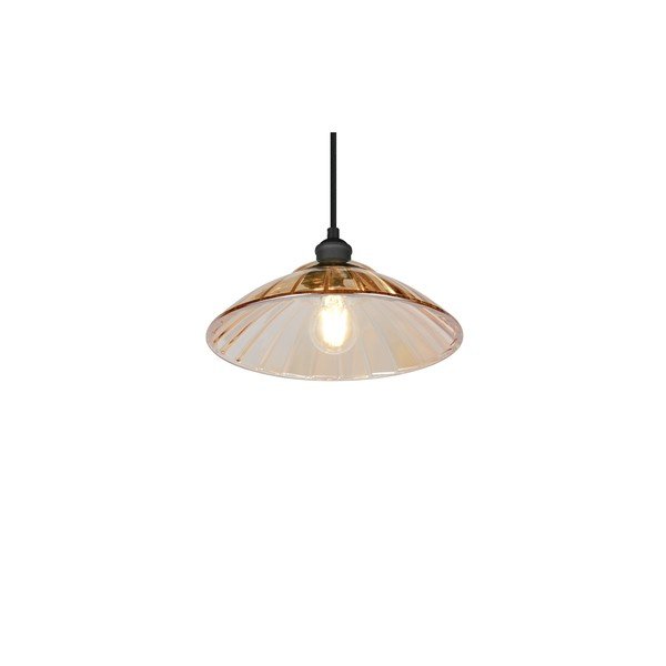 Czarna/w bursztynowym kolorze metalowa lampa wisząca ze szklanym kloszem ø 29,5 cm Eluna – Reality-image-2