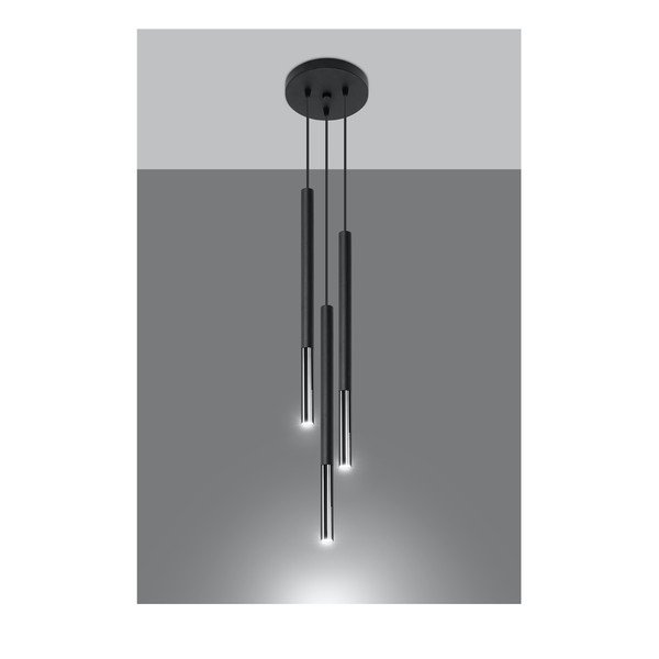 Metalowa lampa wisząca w czarno-srebrnym kolorze ø 20 cm Asarot – Sollux-image-2