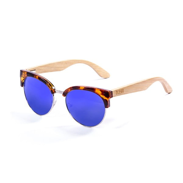 Bambusowe tygrysie okulary przeciwsłoneczne z niebieskimi szkłami Ocean Sunglasses Medano Lindsey