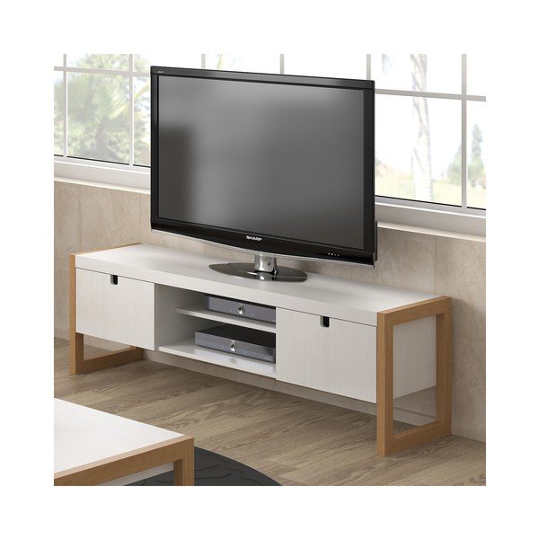Biała szafka pod TV Marckeric Square, 140x45 cm-image-3