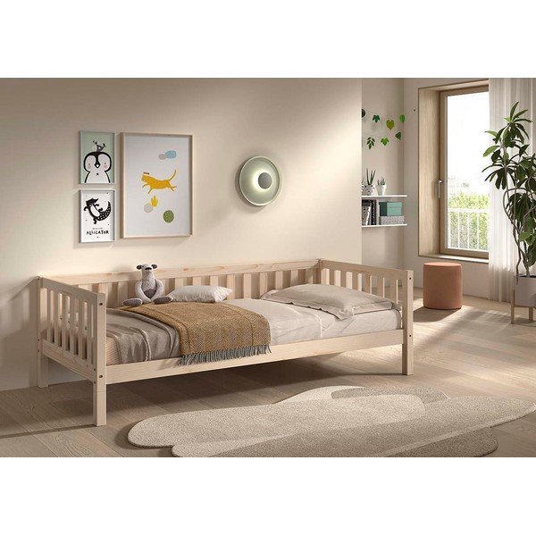 Łóżko dziecięce z litego drewna sosnowego ze stelażem 90x200 cm w naturalnym kolorze Dallas – Vipack-image-3