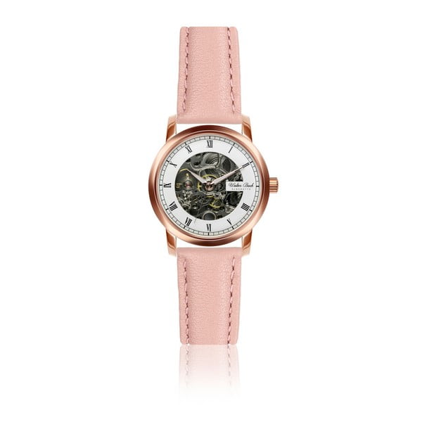Damski zegarek z różowym paskiem ze skóry naturalnej Walter Bach Miria