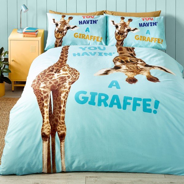 Turkusowa pościel dziecięca dwuosobowa 230x220 cm Havin A Giraffe – Catherine Lansfield-image-1