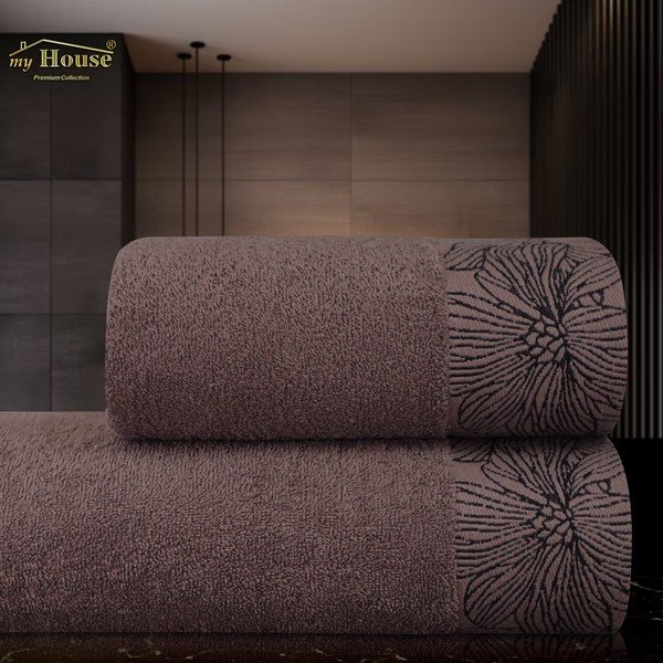 Brązowy bawełniany ręcznik frotte 50x100 cm Valencia – My House-image-1