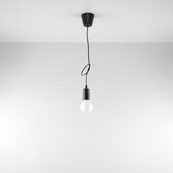 Czarna lampa wisząca 9x9 cm Rene – Sollux-image-3