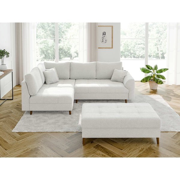 Biały podnóżek z materiału bouclé Ariella – Ropez-image-4