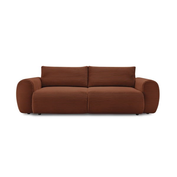 Ceglasta sztruksowa rozkładana sofa 257 cm Lucien – Bobochic Paris