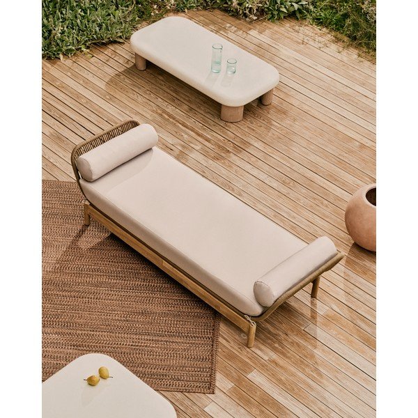 Sofa ogrodowa z litego drewna akacjowego w naturalnym kolorze Catalina – Kave Home-image-1