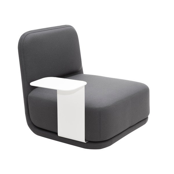 Ciemnoszary fotel z białym metalowym stolikiem Softline Standby Medium + Side Table-image-2