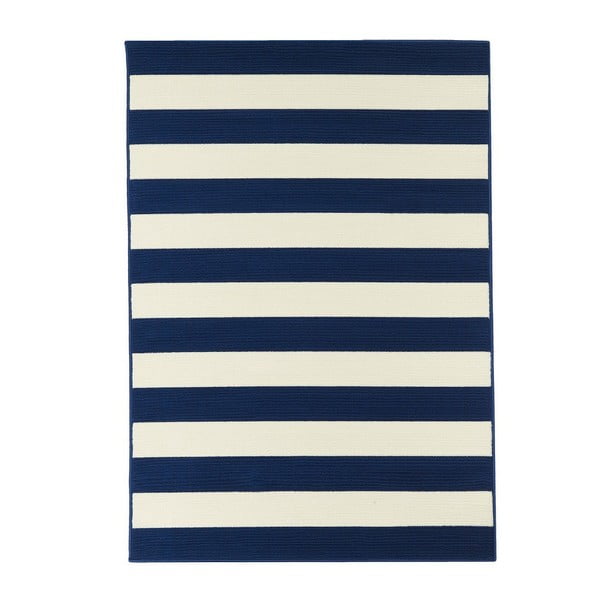 Niebiesko-biały dywan odpowiedni na zewnątrz Floorita Stripes, 133x190 cm