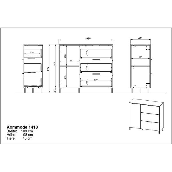 Jasnozielona niska komoda 109x98 cm Kenora – Germania-image-4