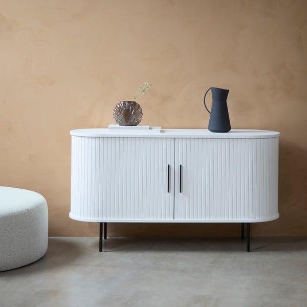 Biała komoda z drzwiami przesuwnymi 120x76x45 cm Nola – Unique Furniture-image-1