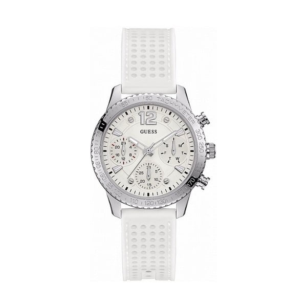 Zegarek damskiz białym silikonowym paskiem Guess W1025L1