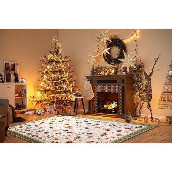 Zielony dywan z mieszanki bawełny ze świątecznym motywem 160x230 cm Toy's Delight Green Christmas – Villeroy&Boch-image-1