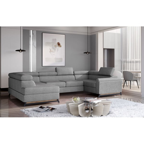 Jasnoszary rozkładany/ze schowkiem narożnik (lewostronny/w kształcie litery U) Escada – ELTAP-image-1