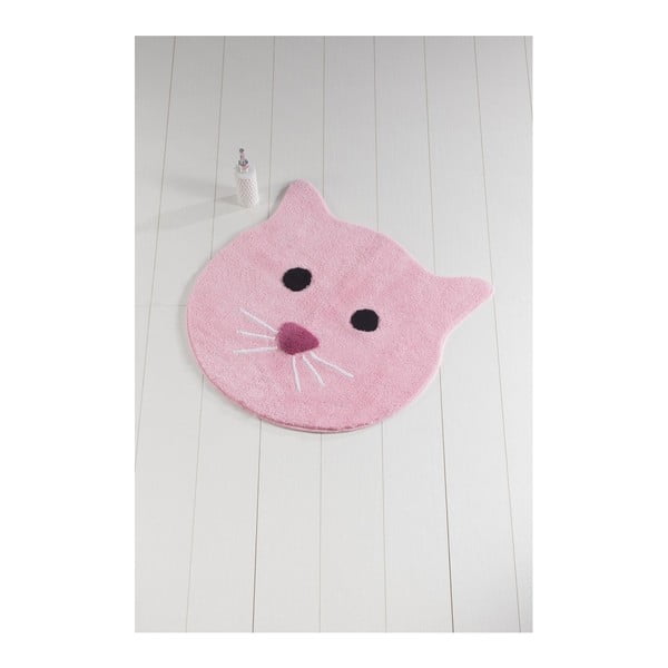 Różowy dywanik łazienkowy Cat, ⌀ 90 cm