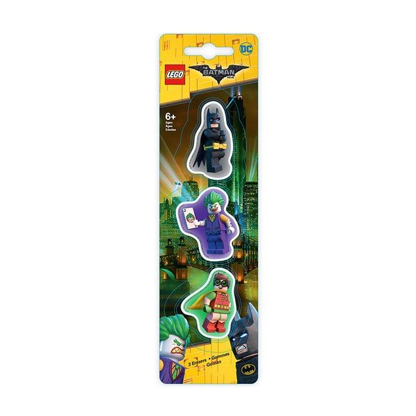 Zestaw 3 gumek do gumowania Pyramid International Lego Batman Movie Heroes